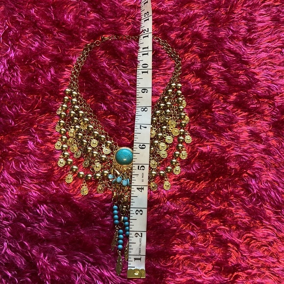 Bebe Gold and Blue Tassle Pendant Necklace NWOT - Picture 14 of 16